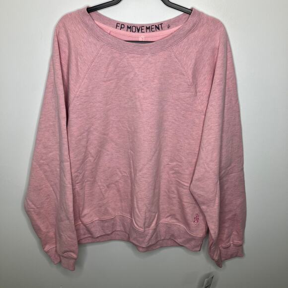 NWT FREE PEOPLE FP MOVEMENT For The Win Pullover Sweatshirt Candy Pink XL - Picture 2 of 5